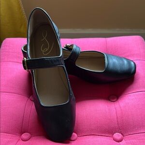 Sam Edelman Black Leather Flats with Strap